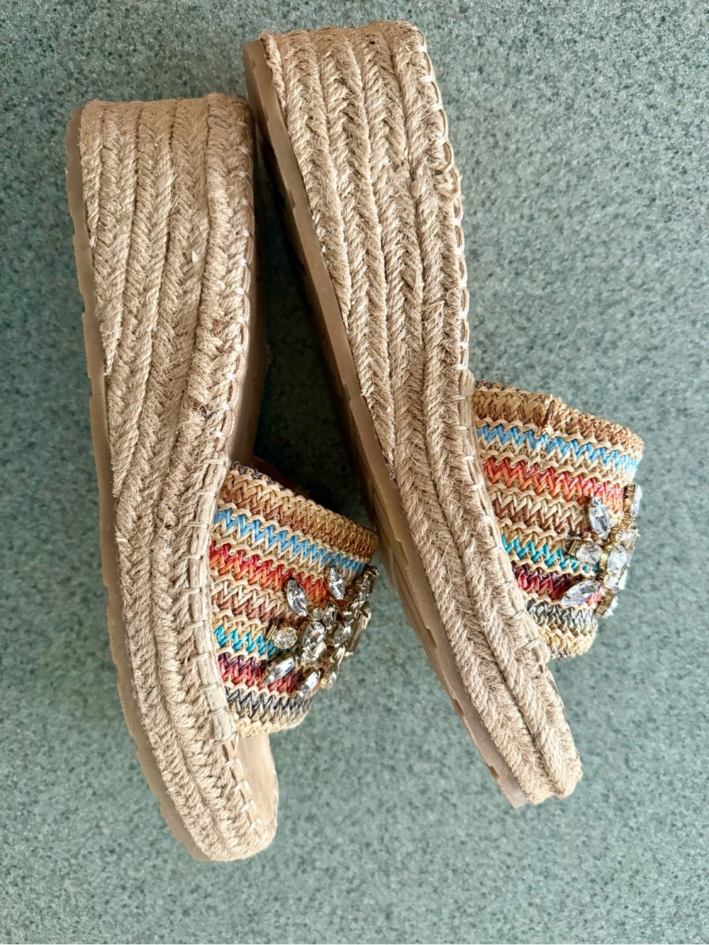 WHITE MOUNTAIN NEW SIZE 10 Embellished Woven Slide wedge Sandals - Picture 2 of 8